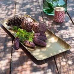 Décoration À Poser|Décoration De La Table De Noël*alinea Plateau décoratif rectangulaire en fer - 15x35,5cm Doré