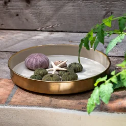 Décoration À Poser|Décoration De La Table De Noël*alinea Plateau décoratif rond en fer émaillé - D29,5cm Beige