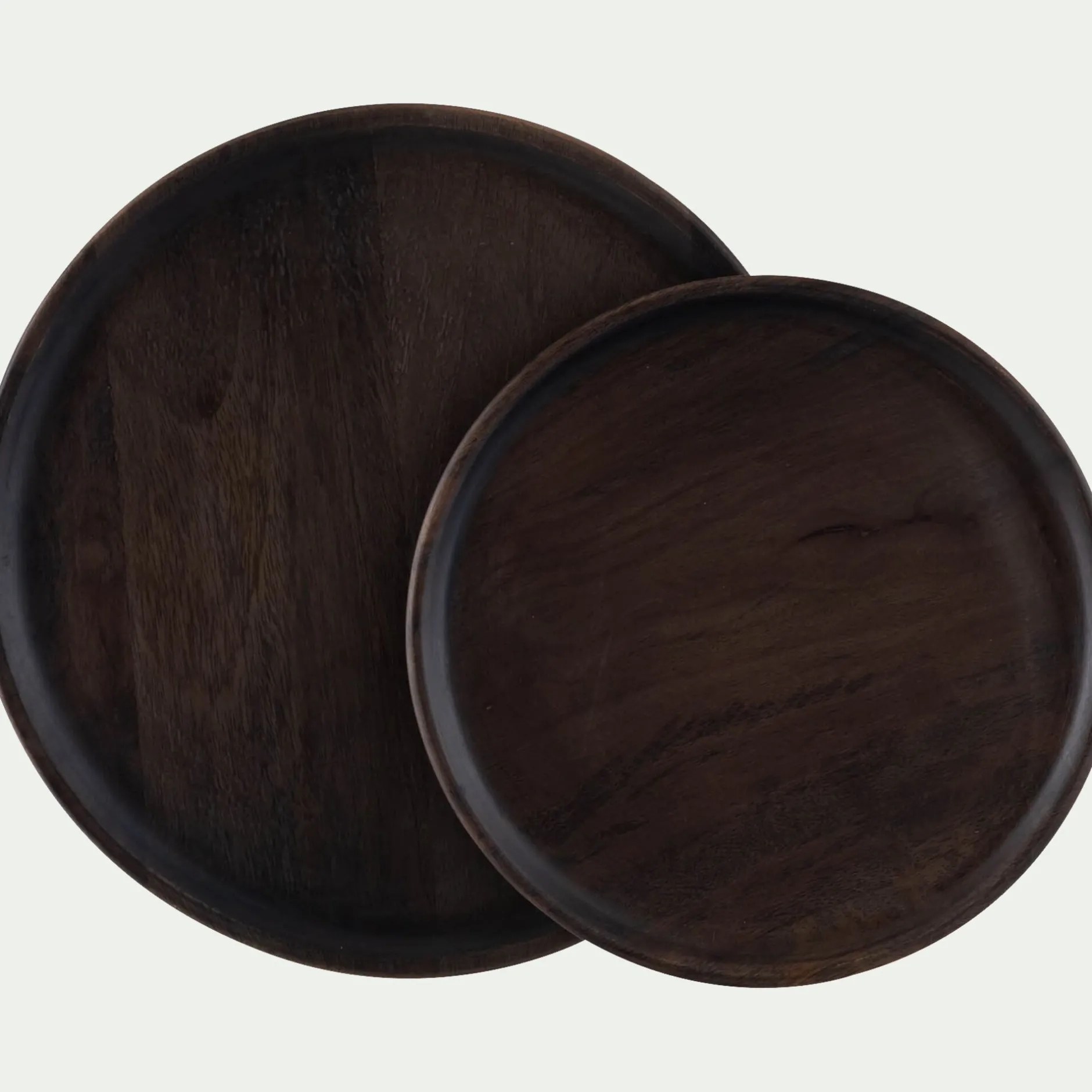 Décoration À Poser*alinea Plateau décoratif rond en bois de manguier D20,5cm - Bois foncé