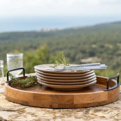 Décoration À Poser|Plateau*alinea Plateau décoratif rond en bois de manguier D40cm - Bois foncé