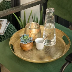 Décoration À Poser|Décoration De La Table De Noël*alinea Plateau rond en aluminium D40cm - Doré