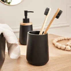Accessoire De Salle De Bain*alinea Porte brosse à dent en polyresine - Noir
