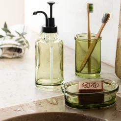 Accessoire De Salle De Bain*alinea Porte brosse à dent en verre - garrigue Vert