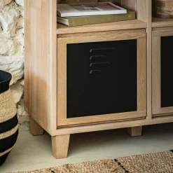 Rangement À Composer*alinea Porte en placage chêne et acier - Noir