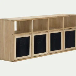 Rangement À Composer*alinea Porte en placage chêne et acier - Noir