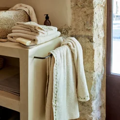 Accessoire De Salle De Bain*alinea Porte savon en grès à motifs feuilles - Blanc