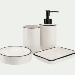 Accessoire De Salle De Bain*alinea Porte savon rond en grès - blanc D12cm