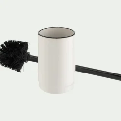 Accessoire Wc|Accessoire De Salle De Bain*alinea Porte-brosse et brosse WC en grès - Blanc