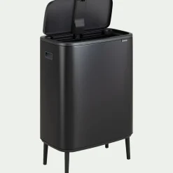 Poubelle*alinea Poubelle de tri Brabantia de cuisine en acier et plastiques recyclés - mat 2x30L Noir