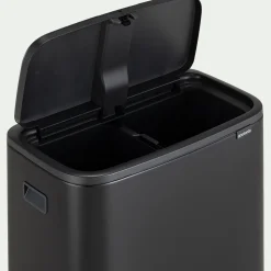 Poubelle*alinea Poubelle de tri Brabantia de cuisine en acier et plastiques recyclés - mat 2x30L Noir