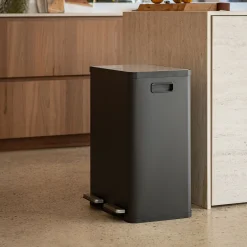 Poubelle*alinea Poubelle de tri double en plastique 2x30L - Noir