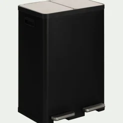 Poubelle*alinea Poubelle de tri double en plastique 2x30L - Noir