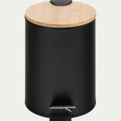 Accessoire De Salle De Bain|Panier De Rangement Salle De Bain*alinea Poubelle en métal et bambou 2,5L - Noir