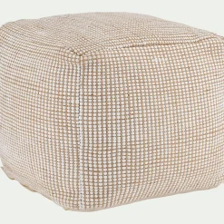 Pouf & Repose-Pieds*alinea Pouf carré en coton et jute - L45xl45xH40cm Naturel