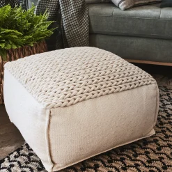 Coussin De Sol|Pouf & Repose-Pieds*alinea Pouf cubique en coton - D50xH28cm Beige