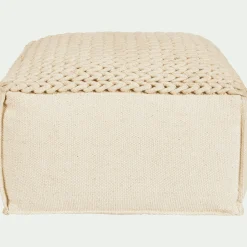 Coussin De Sol|Pouf & Repose-Pieds*alinea Pouf cubique en coton - D50xH28cm Beige
