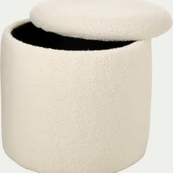 Pouf & Repose-Pieds*alinea Pouf en tissu avec coffre de rangement - H43cm Blanc