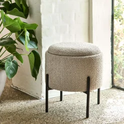 Pouf & Repose-Pieds*alinea Pouf en tissu avec coffre de rangement H40,5cm - Beige