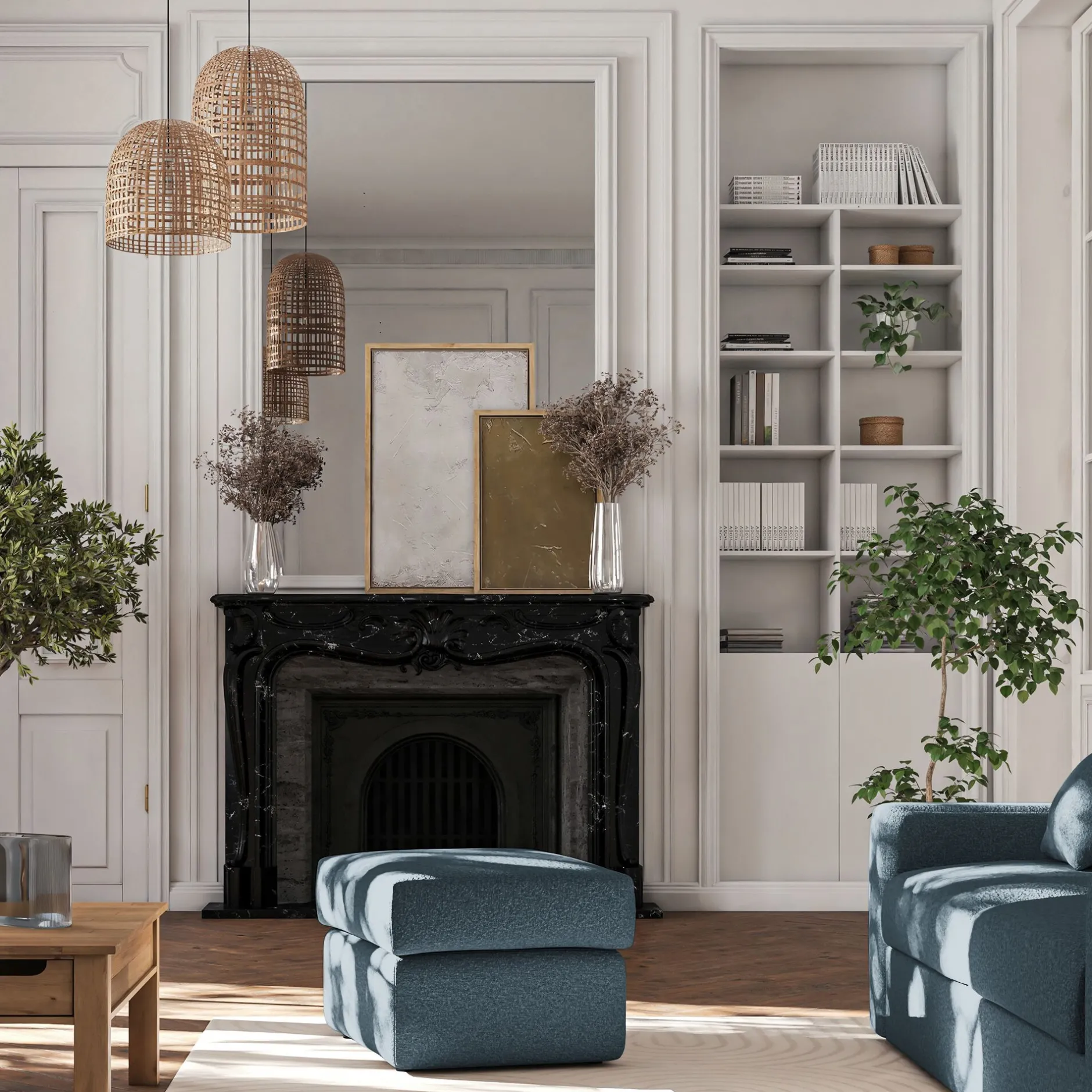 Pouf & Repose-Pieds*alinea Pouf en tissu bouclette - Bleu