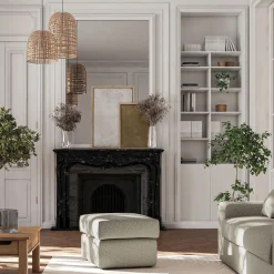 Pouf & Repose-Pieds*alinea Pouf en tissu bouclette - écru Blanc