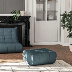 Pouf & Repose-Pieds|Canapé Modulable*alinea Pouf en tissu bouclette - Bleu