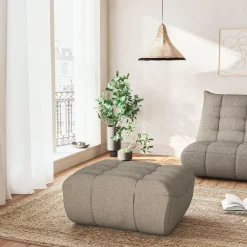 Pouf & Repose-Pieds|Canapé Modulable*alinea Pouf en tissu bouclette - clair Gris