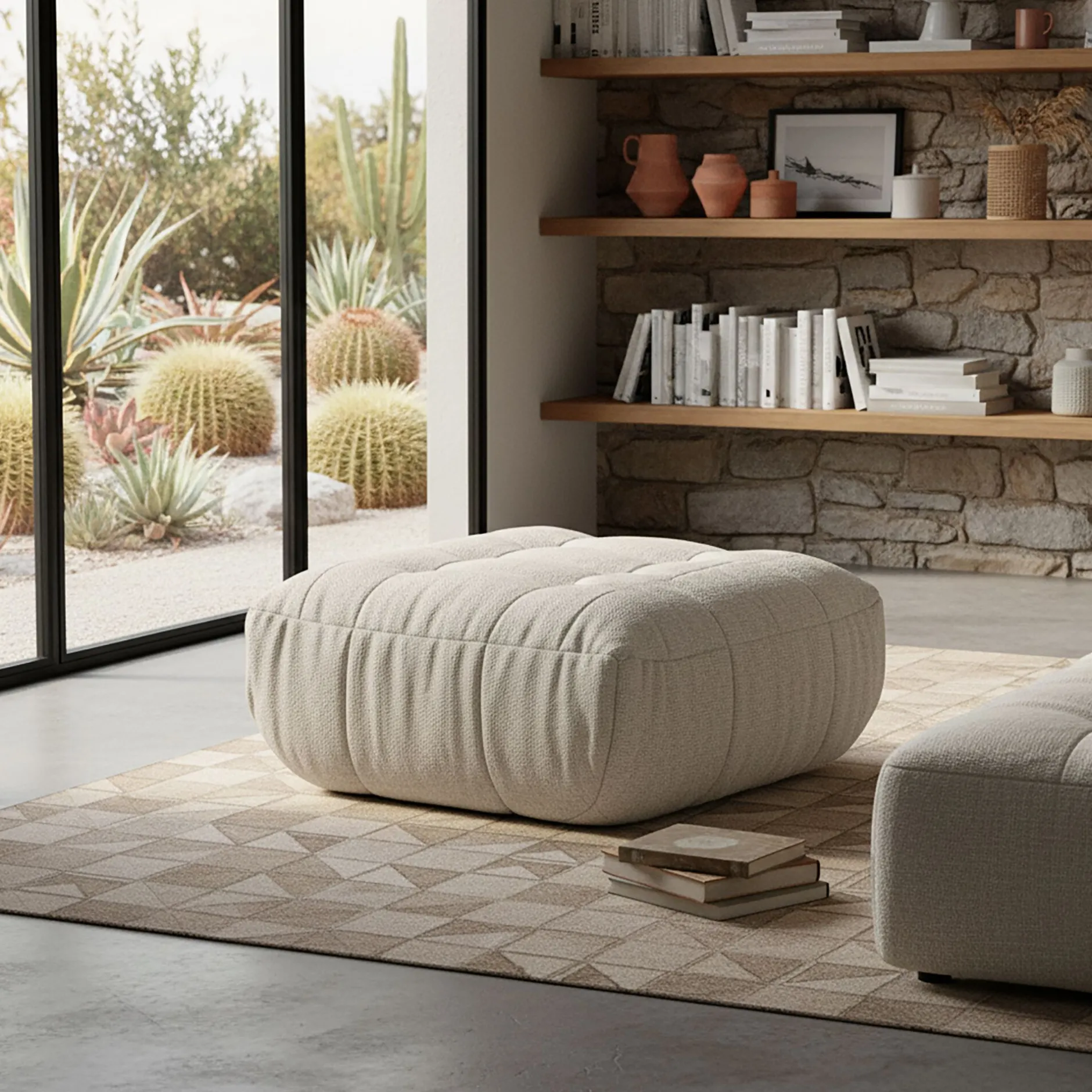 Pouf & Repose-Pieds*alinea Pouf en tissu chenille - roucas Beige