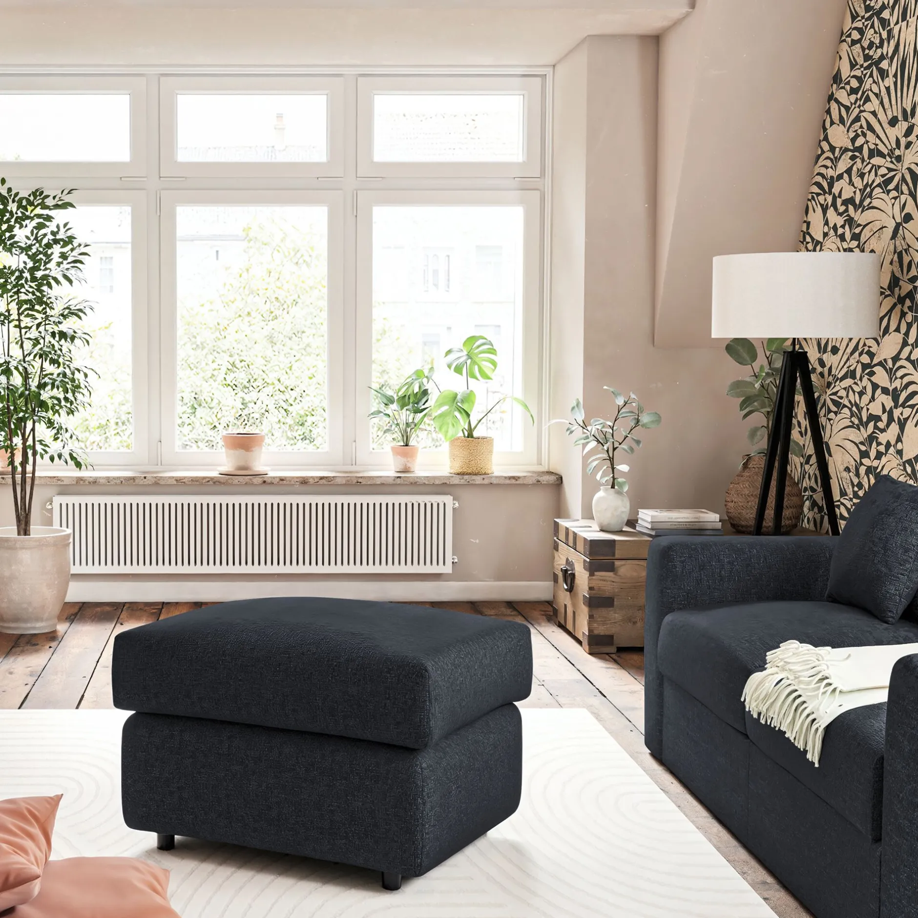 Pouf & Repose-Pieds*alinea Pouf en tissu chenille - marine Bleu