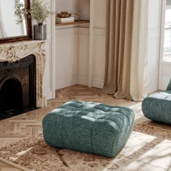 Pouf & Repose-Pieds*alinea Pouf en tissu chenille - calaluna Bleu