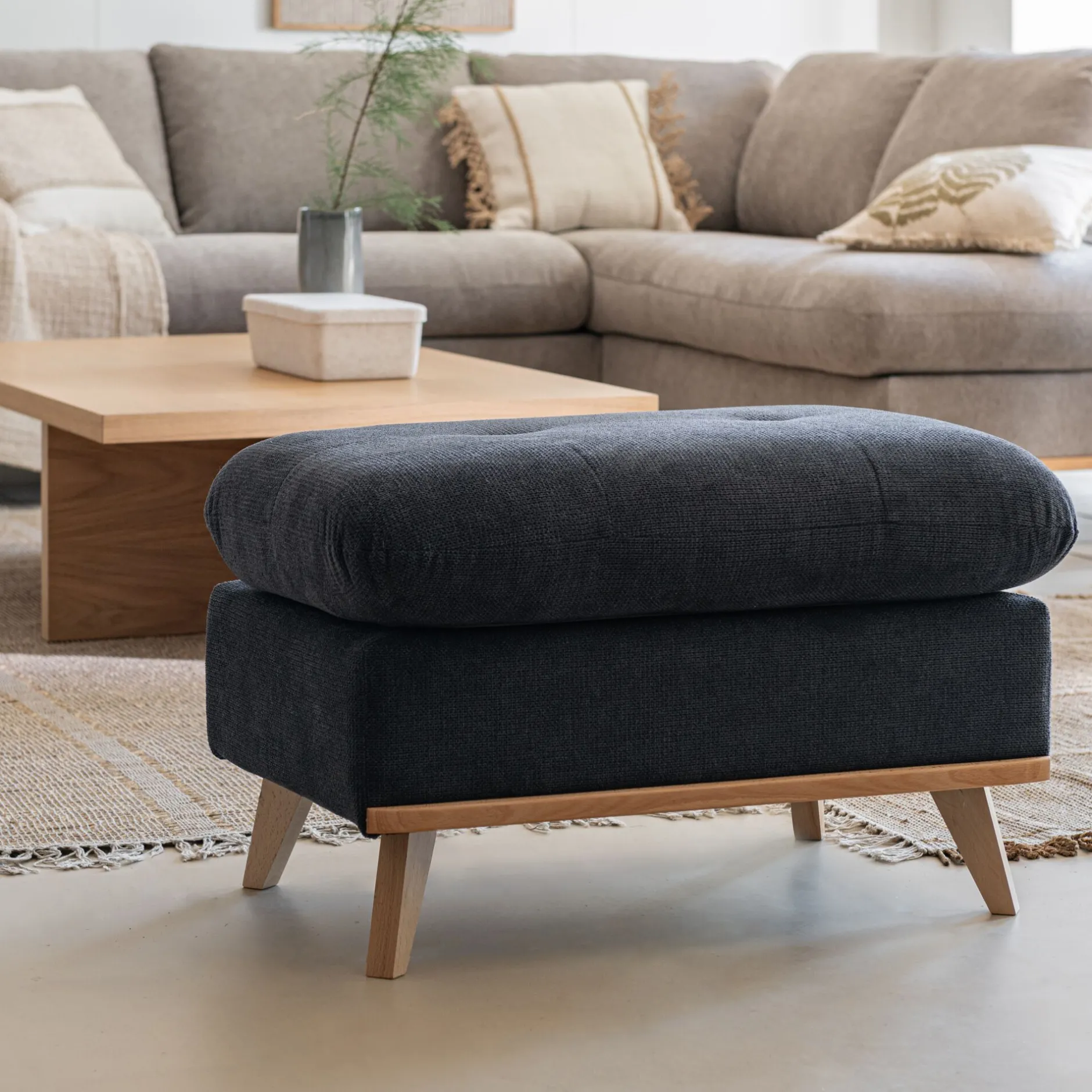 Pouf & Repose-Pieds*alinea Pouf en tissu crown - calabrun Bleu