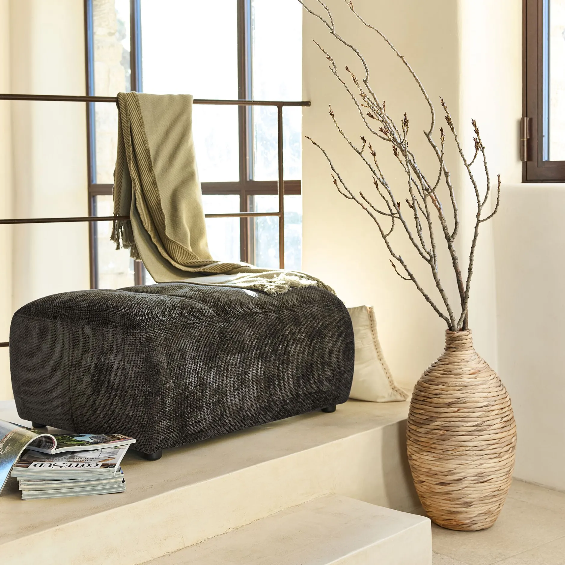 Pouf & Repose-Pieds*alinea Pouf en tissu Eden - cèdre Vert