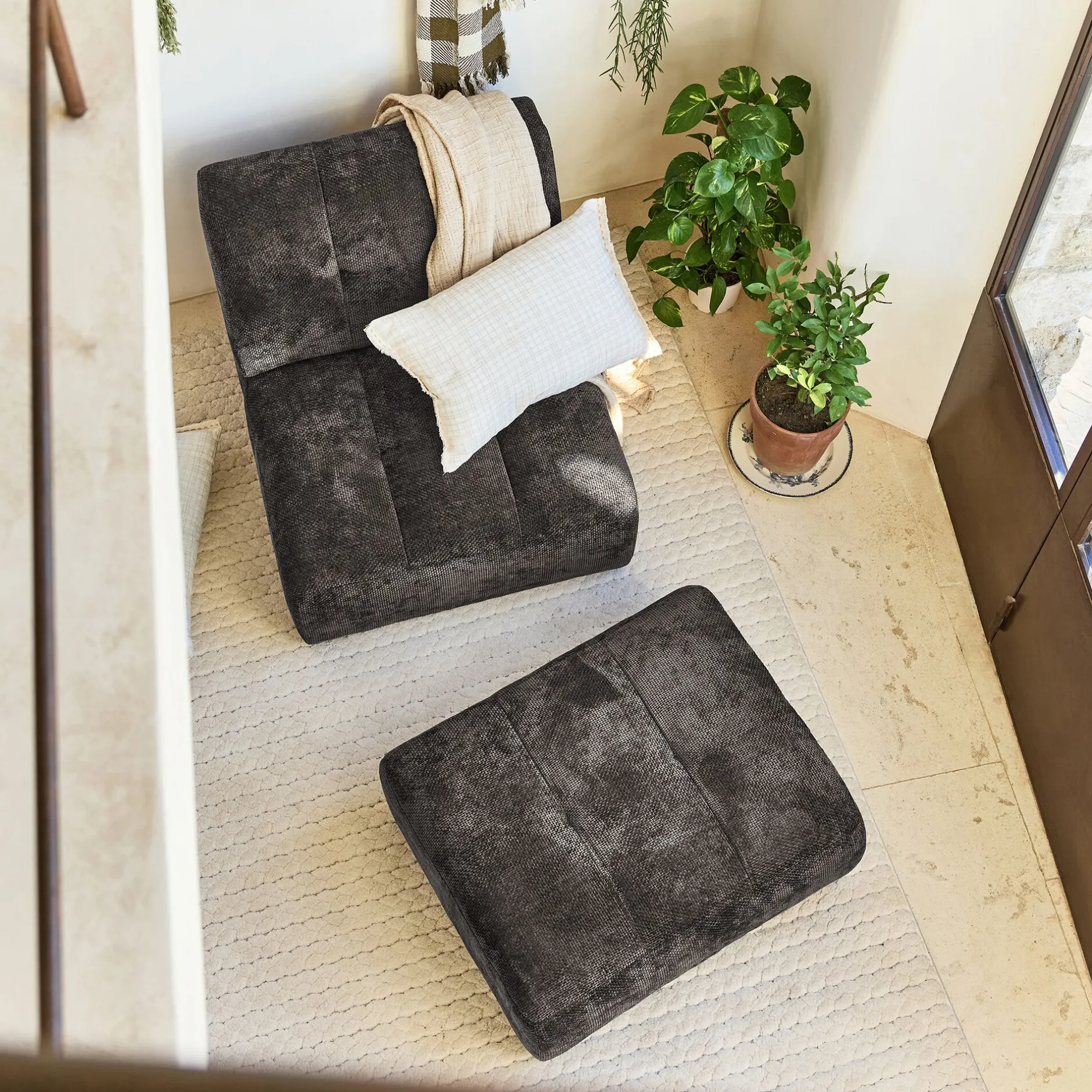 Pouf & Repose-Pieds*alinea Pouf en tissu Eden - cèdre Vert