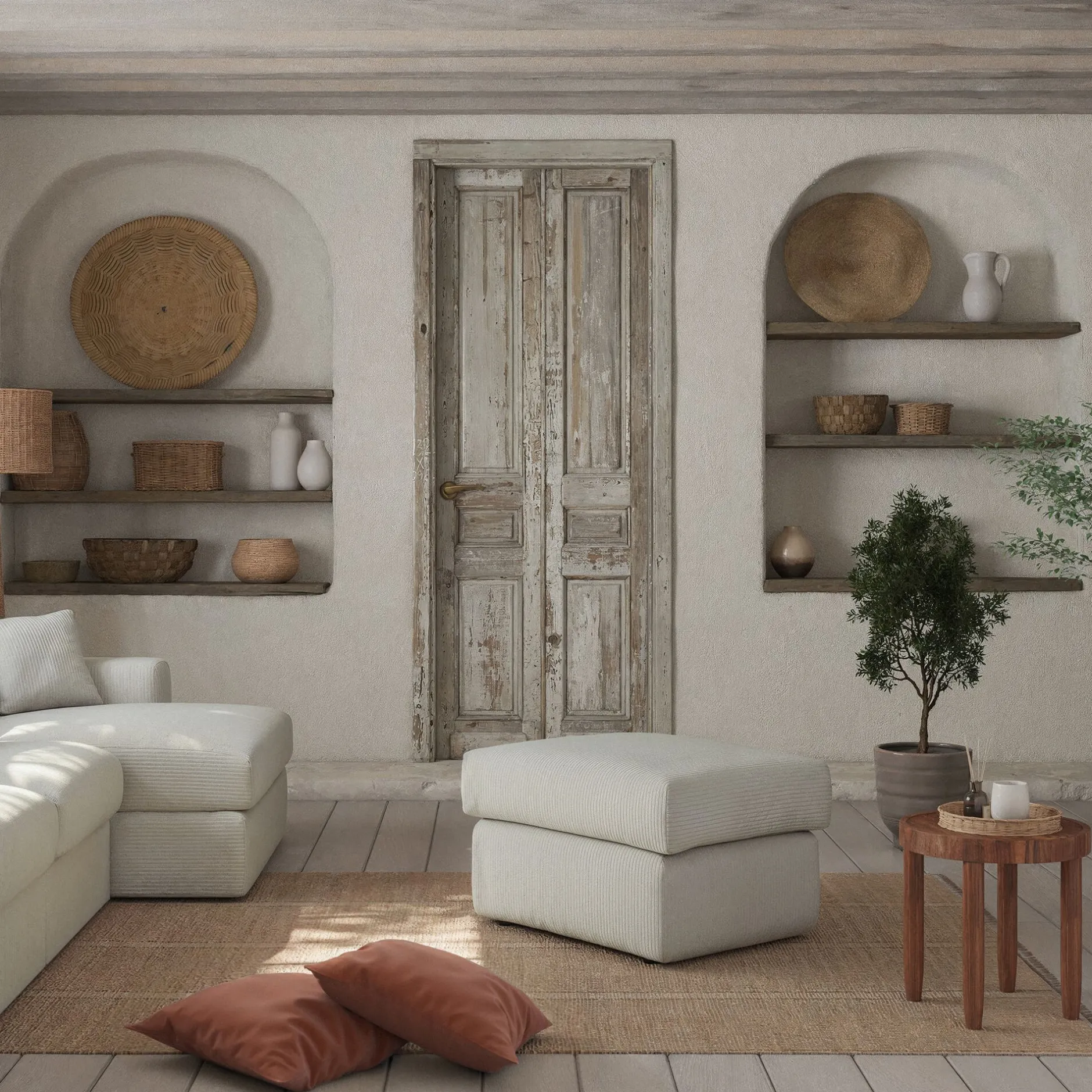 Pouf & Repose-Pieds*alinea Pouf en velours côtelé - roucas Beige