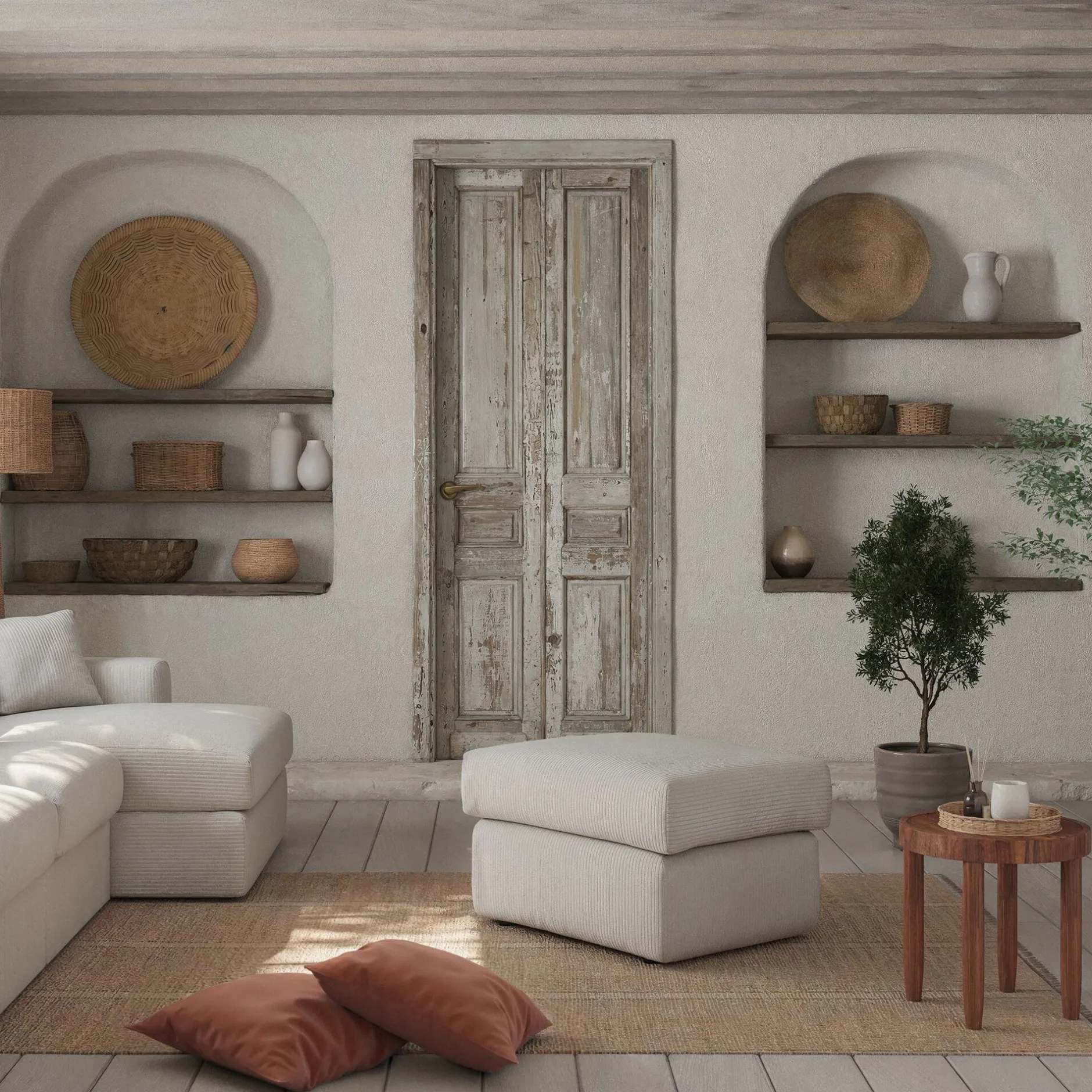 Pouf & Repose-Pieds*alinea Pouf en velours côtelé - borie Gris