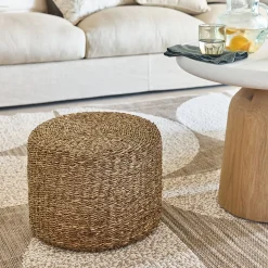 Pouf & Repose-Pieds*alinea Pouf rond tressé en jonc de mer D40xH30cm - Naturel