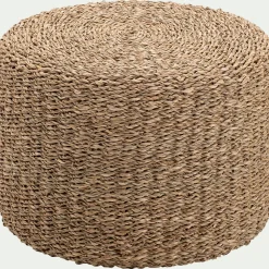 Pouf & Repose-Pieds*alinea Pouf rond tressé en jonc de mer D40xH30cm - Naturel