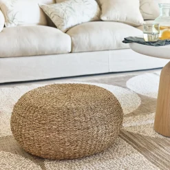 Pouf & Repose-Pieds*alinea Pouf rond tressé en jonc de mer D58xH30cm - Naturel
