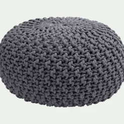 Pouf & Repose-Pieds*alinea Pouf tressé en coton D50xH30cm - restanque Gris