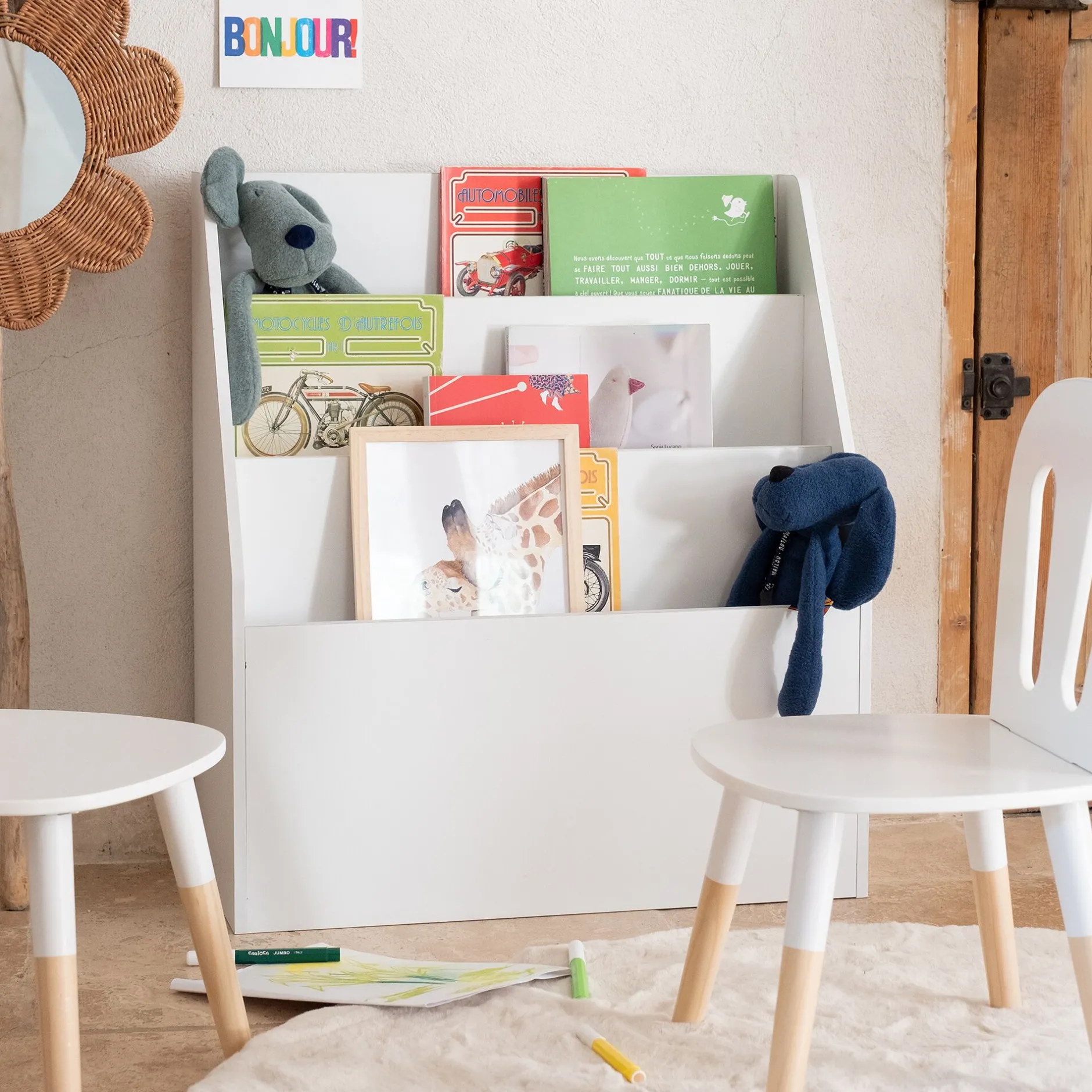Bibliothèque Enfant|Bibliothèque Enfant*alinea Range-livres enfant 3 compartiments en bois - Blanc