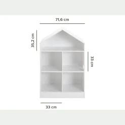 Bibliothèque Enfant|Bibliothèque Enfant*alinea Rangement forme maison 5 cases pour chambre enfant - Blanc