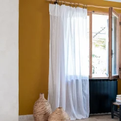 Rideau*alinea Rideau à anneaux pinces en coton finition ajouré 140x280cm - Blanc