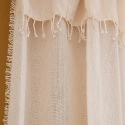 Rideau*alinea Rideau à anneaux pinces en coton finition franges 105x280cm - cassé Blanc