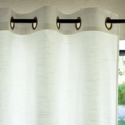 Rideau*alinea Rideau à œillets en coton brodé 140x250cm - Blanc