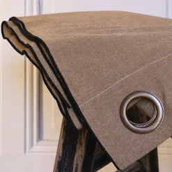 Rideau*alinea Rideau à œillets en coton finition liseré 140x250cm - brun alep Marron