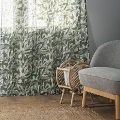 Rideau*alinea Rideau à œillets en polyester et coton motif Laurier 140x250cm - Vert