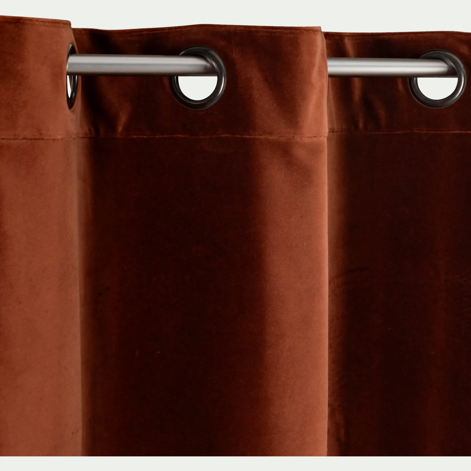 Rideau*alinea Rideau à œillets en velours 135x250cm - brun rustrel Marron