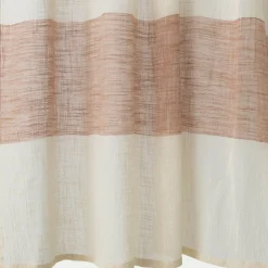 Rideau*alinea Rideau à nouettes en coton à bande brun rustrel 140x250cm - blanc Marron