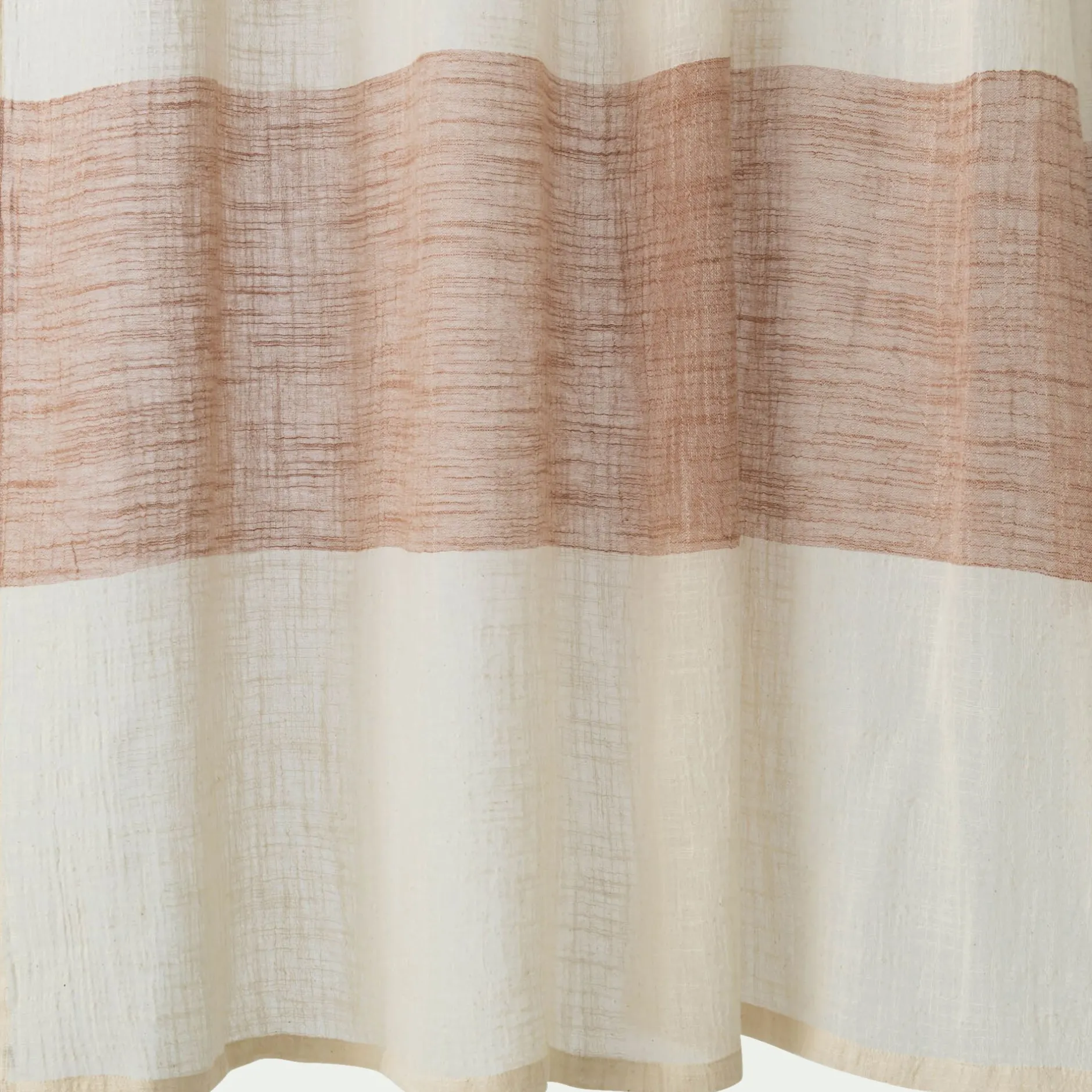 Rideau*alinea Rideau à nouettes en coton à bande brun rustrel 140x250cm - blanc Marron