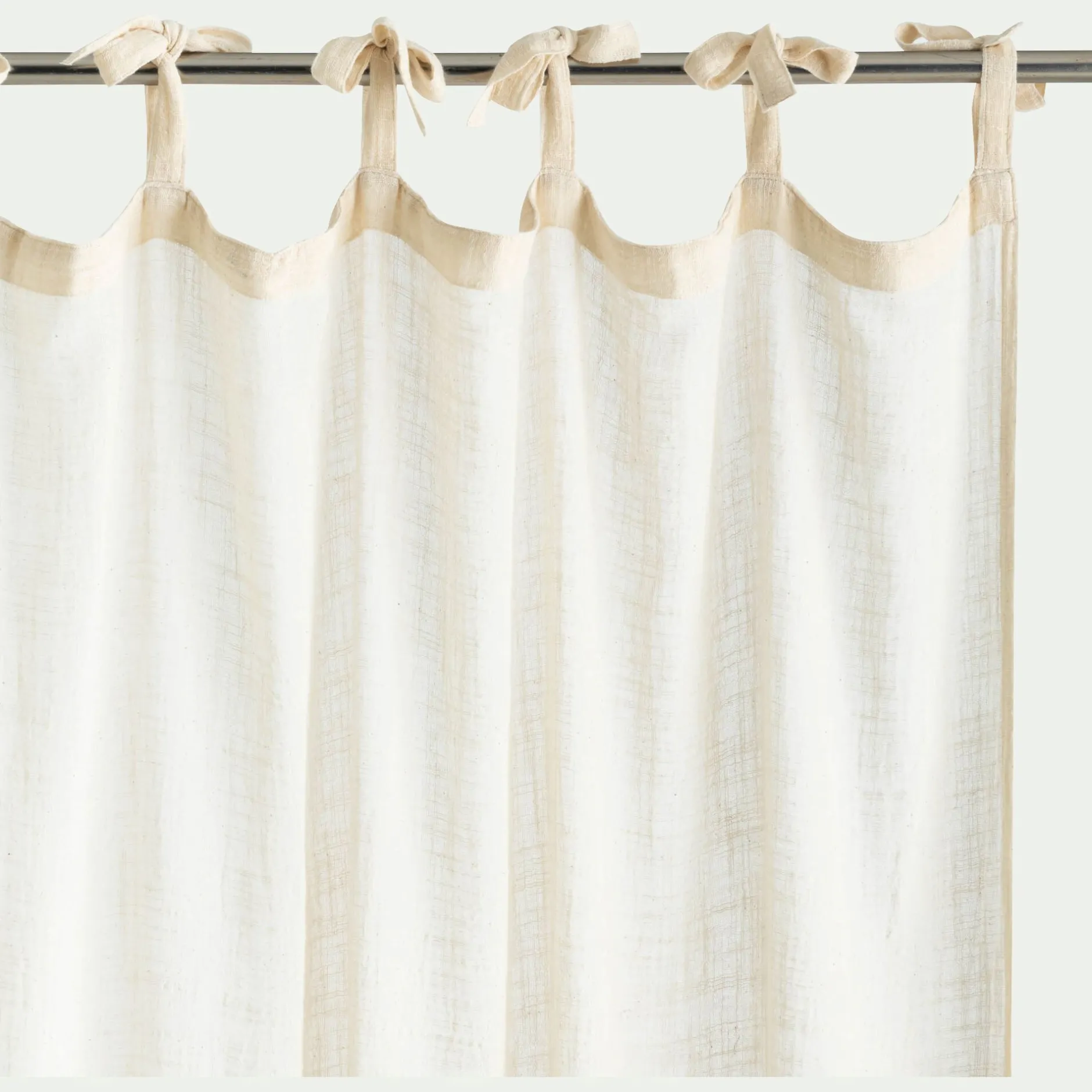 Rideau*alinea Rideau à nouettes en coton à bande brun rustrel 140x250cm - blanc Marron