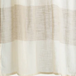 Rideau*alinea Rideau à nouettes en coton à bande beige 140x250cm - Blanc